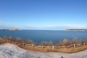 Soleil, neige, Océan Atlantique et la Roche Percée